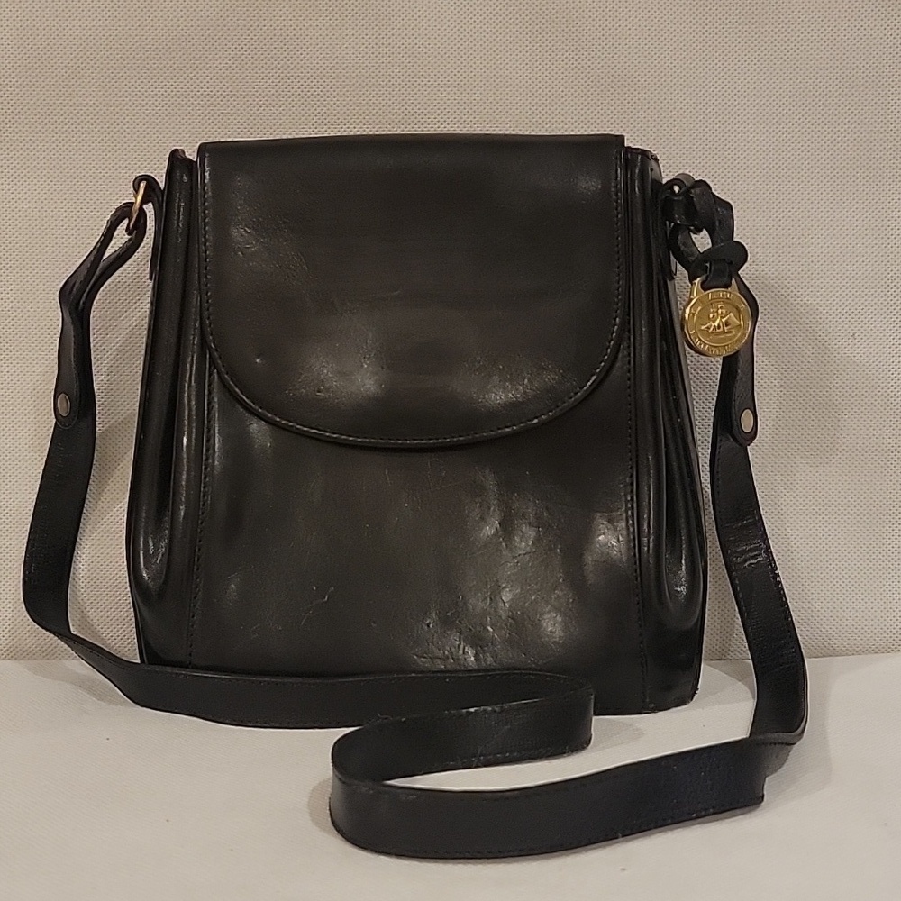 VINTAGE - BRAHMIN CROSSBODY BLACK LEATHER HANDBAG